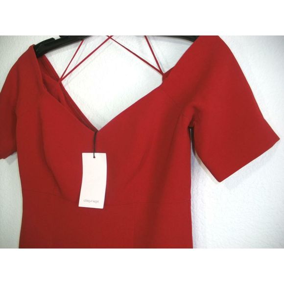 Cinq a Sept Marta Red Off Shoulder Midi Dress 2 - Picture 4 of 8